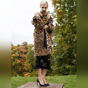 ERDEM x H&M FAUX FUR LEOPARD PRINT LONG COAT SIZE 4 NWOT